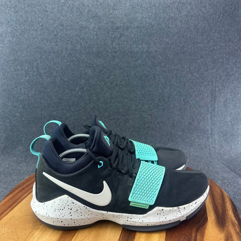 Nike PG 1 Paul George Shoes Mens Sz 12 Black Teal Basketball Sneakers 878627-002